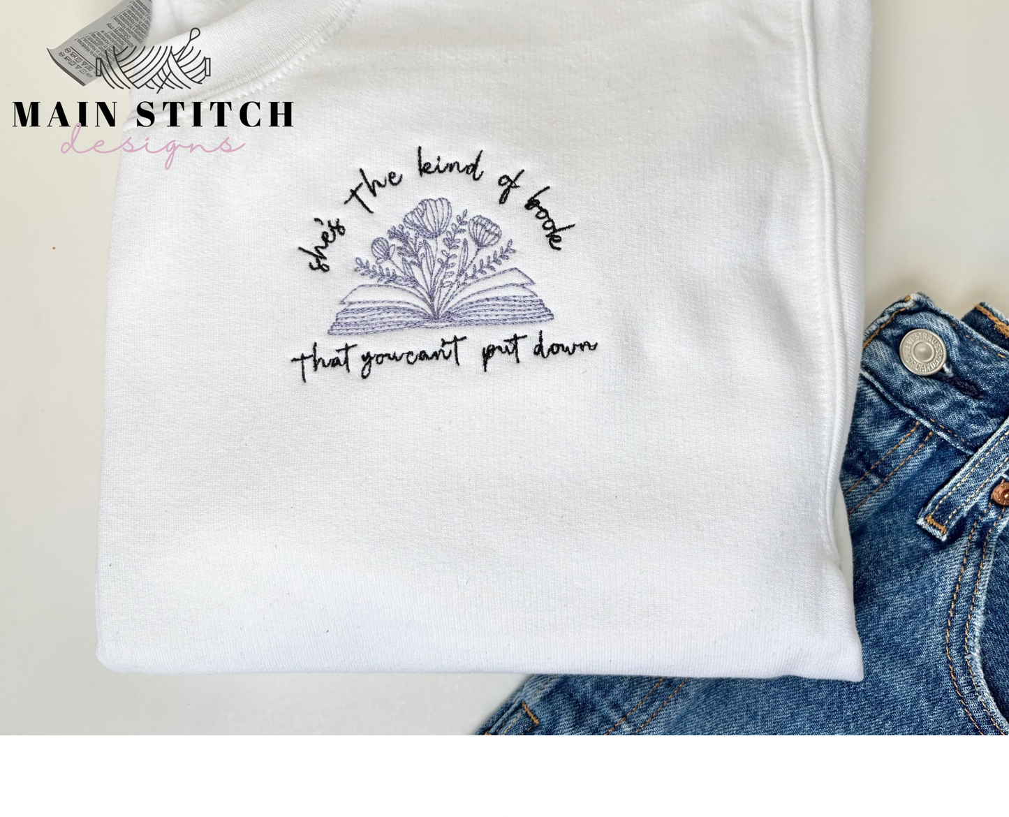 She's the kind of book you can't put down Crewneck