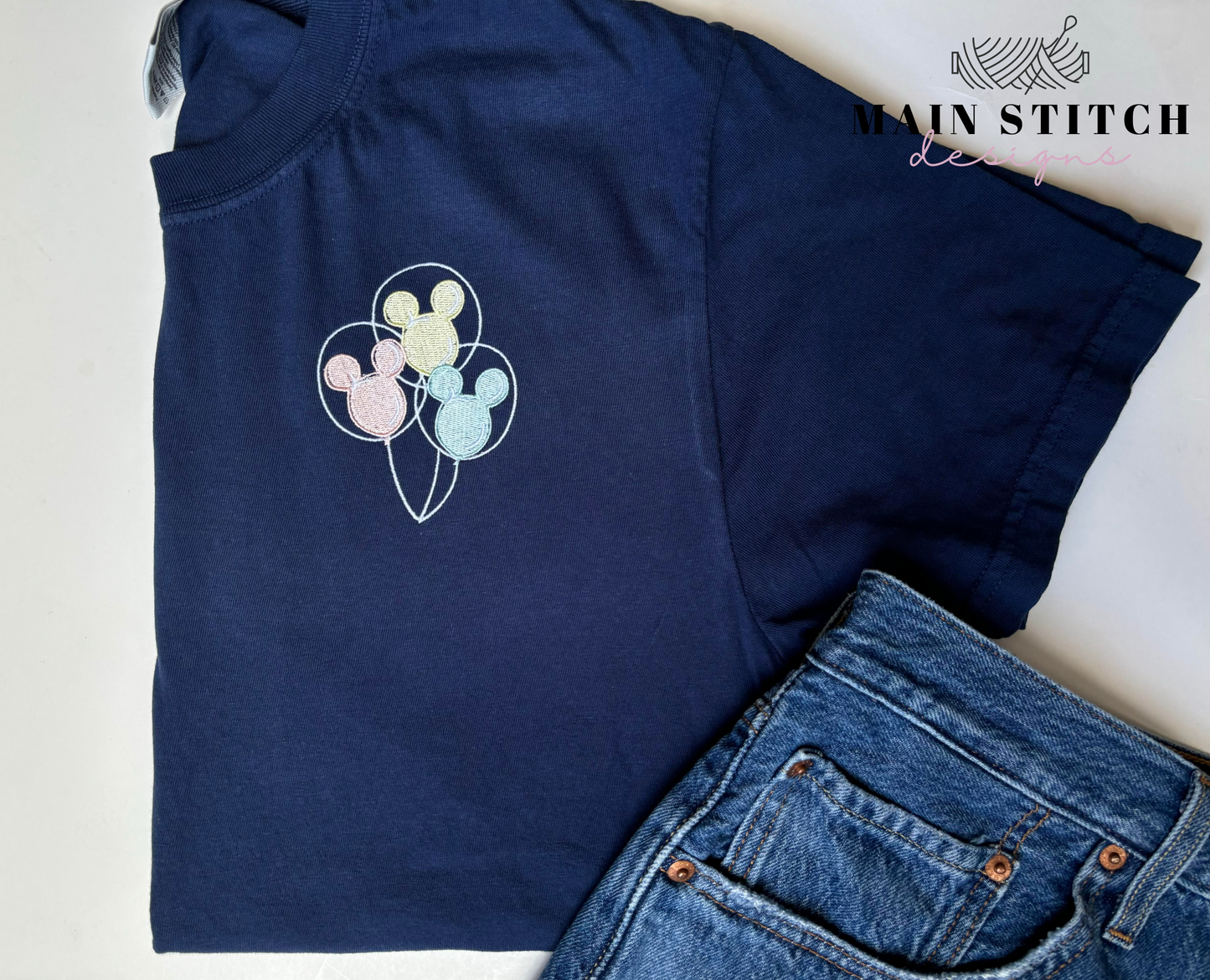 Mickey Balloons Embroidered T-Shirt