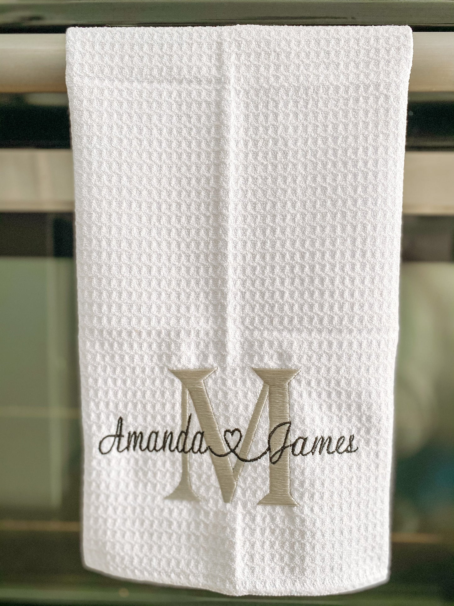 Personalized Embroidered Tea Towel - Customized Kitchen Towel - Kitchen Décor