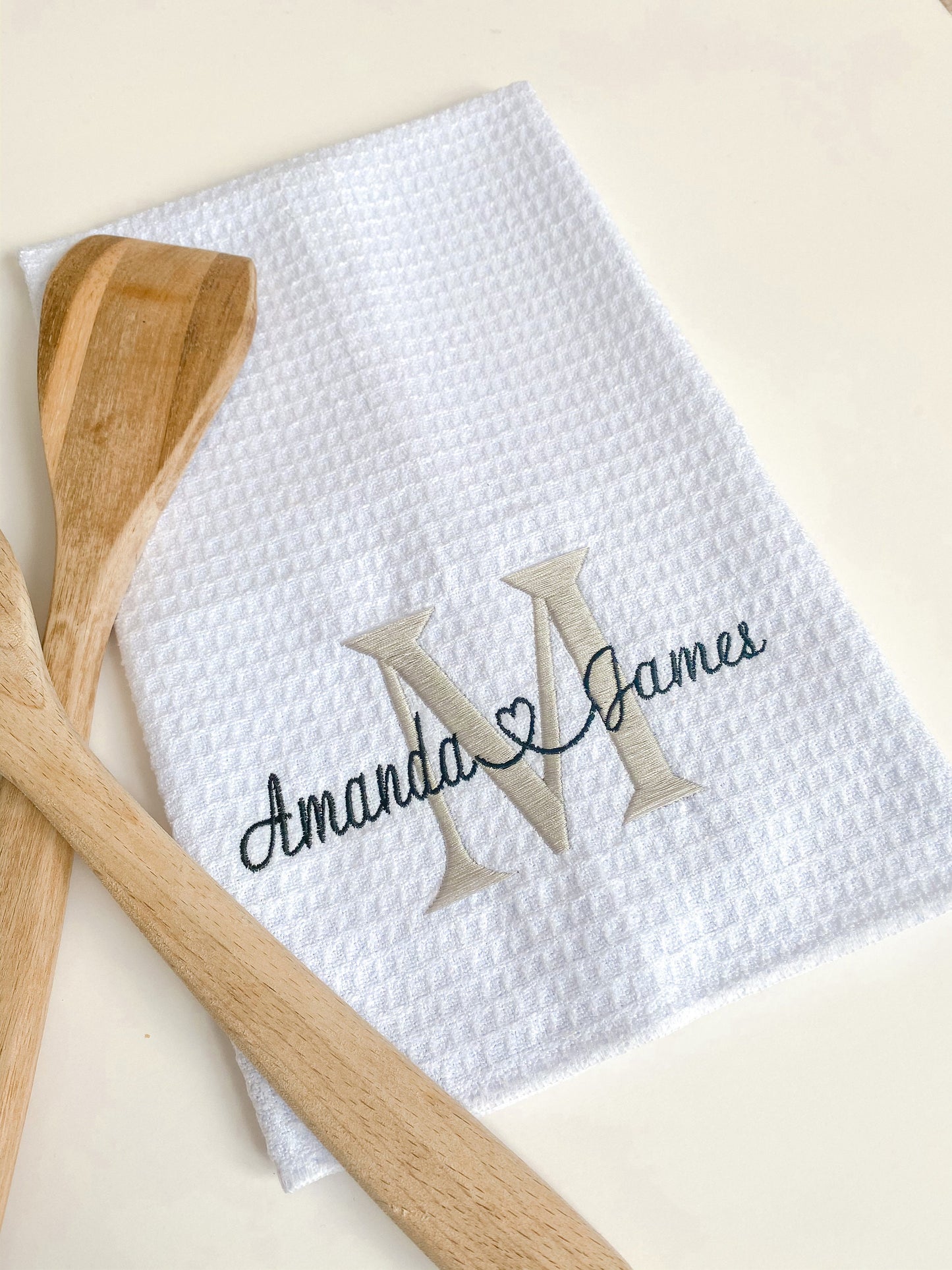 Personalized Embroidered Tea Towel - Customized Kitchen Towel - Kitchen Décor