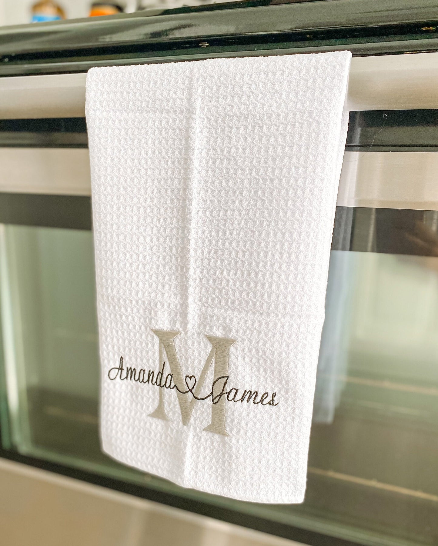 Personalized Embroidered Tea Towel - Customized Kitchen Towel - Kitchen Décor