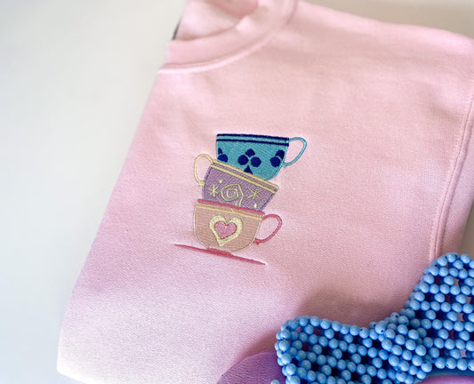 Tea Cups Embroidered Sweater