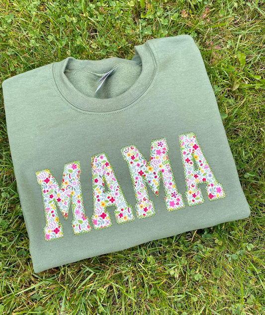 MAMA Floral Applique Crewneck