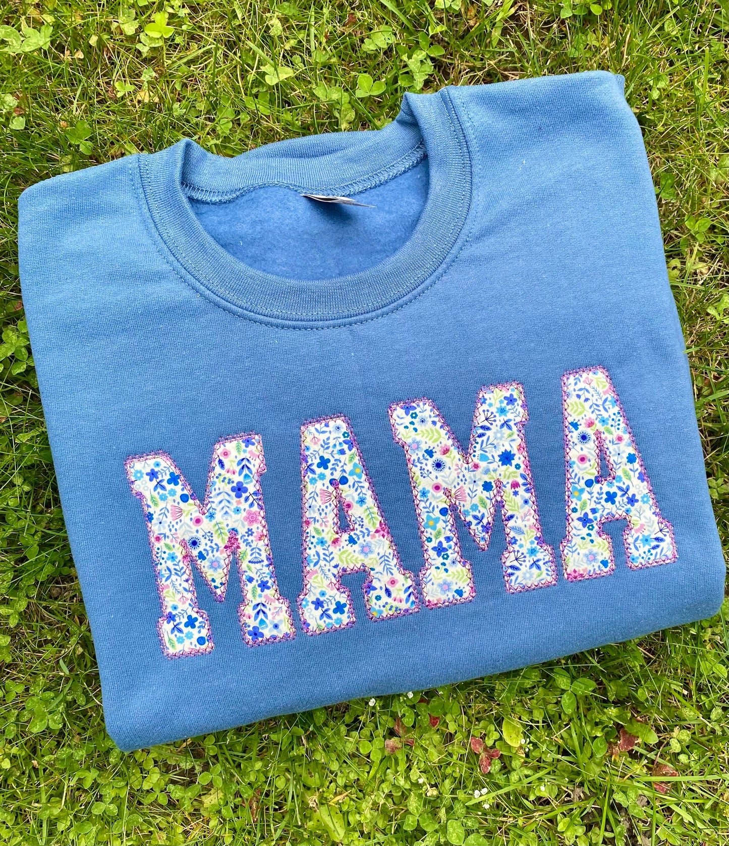 MAMA Floral Applique Crewneck